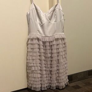 Storia White Layered Ruffle Mini Dress